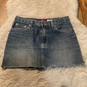 Lux Denim‎ Mini Skirt Size 3 Raw Hem Medium Blue Womens